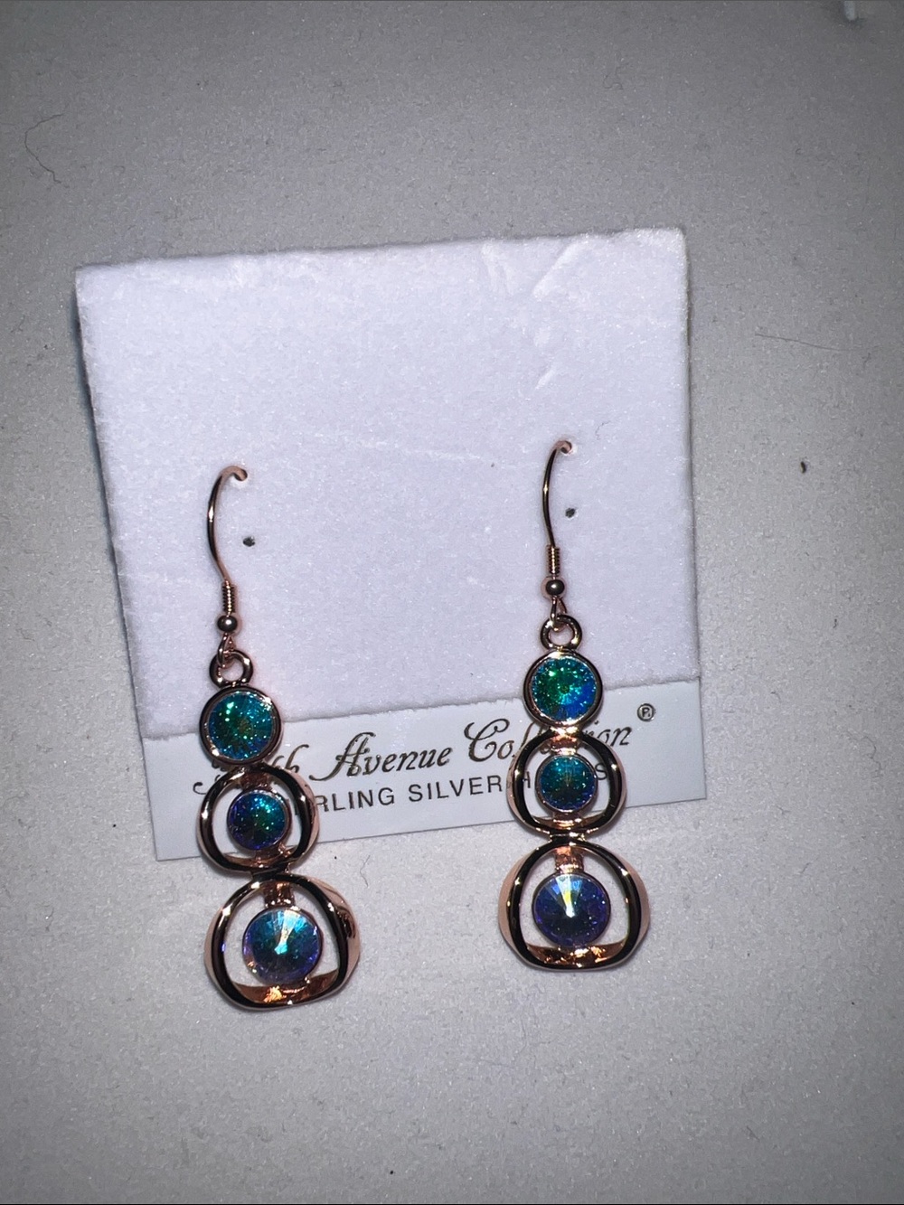Rose Gold Drop Earrings with AB Crystal Accent